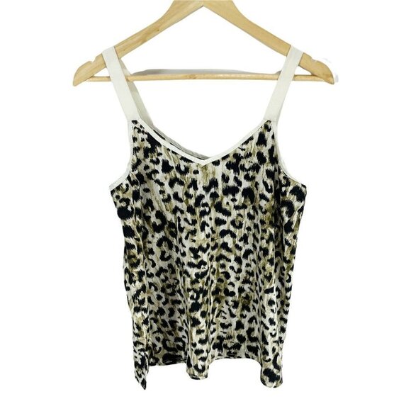 Bobeau Cheetah Print Tan V-neck Camisole Blouse Sz M Lightweight - Picture 5 of 5